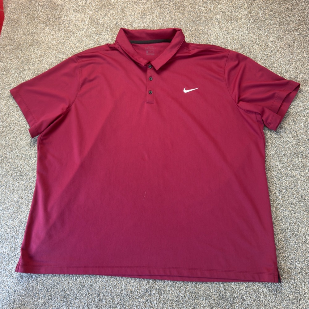 Nike Dri-FIT Mens 4XL Polo Shirt Short Sleeve Burgundy Maroon Swoosh Logo